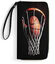 [BFGWK] Large Wallet Novelty Basketball Printing Long Wallet With Zipper Leather Wallet Suitable For Both Men And Women, style, 19.7x10.5cm