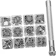 Gogogmee 1 Set DIY Leather Punch Tool Kit with Pattern Stamps for Crafting Bags Shoes Compact Practical Leather Craft Equipment