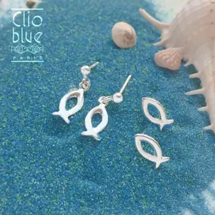 【CLIO BLUE】海豚守護耳環-垂式(法國巴黎品牌/925純銀)