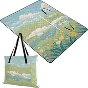 Yoogain Beach Mat Soft Outdoor Party Portable Blanket for Kids Summer Gift Summer Yellow Daisies Green Grass 60x80in
