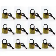 Lot Of 12 Padlock Small Brass 20Mm Mini Tiny Lock Keyed Box Drawer 2 Key