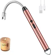 Candle Lighter Electric Arc Lighter USB Rechargeable with 360° Flexible Neck, Gigflpyo Flameless Portable Windproof Plasma Lighters for Home Kitchen Cooking Outdoor BBQ Camping Stove (Rose Gold)