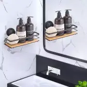 2 Pack Rectangular Bamboo Corner Shower Caddy Shelf Basket Rack with Premium ...