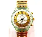 NEW Swatch Chrono Watch GOLDEN GLOBE SCG100 with Case and Papers 1992 NOS Gents