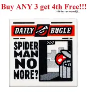 ☀️NEW Lego Tile 2 x 2 with Newspaper 'DAILY BUGLE' and 'SPIDER MAN NO MORE?'