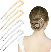 4 Pcs Vintage 2 Prong Bun Metal Hair Clips Large French Hair Pin U Shaped Hair Forks Chignon Classic Hair Stick Accessories for Women Girls Styling Thin Thick