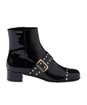 Prada Square-Toe Patent-Finish Boots 36,37,38.5,41 black