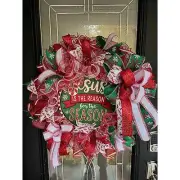 Whimsical Deco Mesh Christmas Jesus Is The Reason For The Season Door Wreath