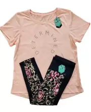 LuLaRoe Confident "Determined" & Floral Fearless Medium RISE Workout Outfit NEW!