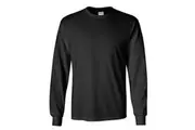 Gildan Mens Plain Crew Neck Ultra Cotton Long Sleeve T-Shirt (Black) - UTBC477