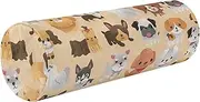 Round Bolster Pillow Cylinder Neck Roll Pillow Round Pillows for Chairs Cylinder Bolster Pillow Lumbar Support Cartoon Cute Dogs