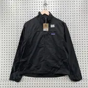New Patagonia Houdini Windbreaker Pullover Jacket Womens Small Black 20.5x24.5