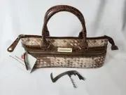 Samantha Brown Insulated Wine Clutch Bag Tote Purse NWT Brown Tan With Corkscrew