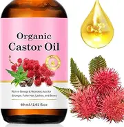 Castor Oil Organic, Cold Pressed Hexane Free Castor Oil, Nourishes The Scalp and Stimulates Hair Growth(2 fl.oz)