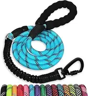 jenico 4FT-1/2''Heavy Duty Dog Leash with Bungee Dog Leashes and Highly Reflective Threads,Strong Dog Leash for Small Medium and Large Dogs(Blue)