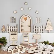 [WICHTELFREUND] Gnome Door Set - Christmas Gnome Complete Set Door, Miniature Gnome Accessories, Advent Calendar 2023, Gnome House Christmas Decoration