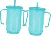 LRXIYODE 2Pcs Elderly Water Cups with Handles and Straws Spill Sippy Cups for Bedridden Patients Reusable Design for Comfortable Drinking for and Liquids