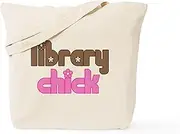 CafePress Library Chick Tote Bag Natural Canvas Tote Bag, Reusable Shopping Bag