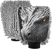 XYMZR Dragon Portrait Eye Red Absorbent Microfiber Car Wash Mitt, Funny Cute Anime Scratch Free for Cars Cleaning, Home Cleaning Mitts, 2 Pack, 10.24” L x 7.09” W