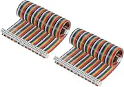 uxcell 2Pcs Flat Ribbon Cable 2.54mm Pitch 60 Pin Female to Female Rainbow IDC Flat Ribbon Wire Connector 30cm Length Wires