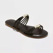 Universal Thread Women's Aura Two Band Slide Sandals Black Size 8
