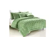 Alastairs Augusta Faux Mink Quilt / Comforter Set Sage Super King