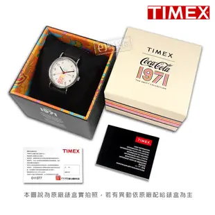 TIMEX 天美時 / 可口可樂聯名 彩色字樣 冷光照明 尼龍手錶 米白x黑 / TXTW2V29800 / 38mm