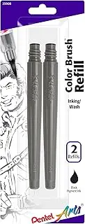 Pentel Arts Color Brush Pigment Refills, Black Ink, Pack of 2 (FRPBP2A)