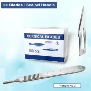 100 pcs Carbon Steel Sterile Surgical Scalpel Blades #11 + Graduated Handle No 3