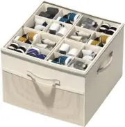 Shoe Organizer for Closet,Foldable Storage Box Bin Beige