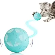 Yakiter Interactive Cat Ball Toy, Intelligent Indoor Automatic Moving Cat Ball Puzzle Dispel Boredom USB Charging Pet Toy with Light, Fun Cat Toys for Indoor Cat