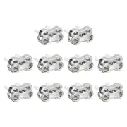 10Pcs Alloy Spring Cord Lock Ends Toggle for Shoelaces Bright Silver 15.6x9.4mm