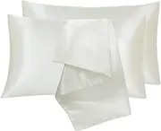 EZONEDEAL Mulberry Silk Pillowcase for Hair & Skin, 2 Pack Pillow Case Cover, Soft Silky Pillowcase Queen Silk Pillowcase with Envelope Closure, Breathable Smooth Cooling Pillow Covers(White)