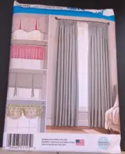 Simplicity Home Decor Pattern 1125 ~ Window Treatments: Valance & Panels