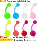 8PCS Navel Button Belly Piercing Bar Bioplast Candy Colours Body Jewellery