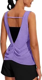 [addigi] Workout Tops for Women Open Back Yoga Tank Tops Sleeveless Running Shirts Athletic Gym Lightweight Quick Dry Top