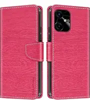 [Shantime] Leather Wallet Case Compatible with Tecno Pova Neo 3, Colorful Flip Cover with Card Holders Magnetic Closure Full Protection Shell(Rose Red)