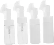 DECORNIJIA 4Pcs Facial Brush with Massage Brush Bubble Bottle Dispenser and Bottles for Gentle Exfoliation and Cleansing for All Skin