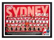 Framed 2025 Sydney Swans AFL Football Poster - 84cm x 59.5cm x 3.5cm