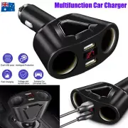 LCD Car Dual USB Charger Cigarette Lighter Socket Splitter 12-24V Power Adapter