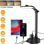 LED Desk Lamp Touch Control Eye-Caring Reading Table Light +4 USB Charging Ports