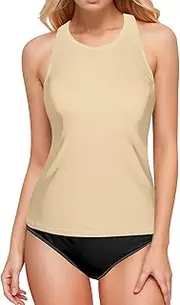 [Joisal] Tankini Tops, Womens Swim Tops with Bra Built in, Mimosa Halter Swim Top, Small