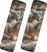 GAIREG Christmas Tree and Squirrel Car Seat Strap Cover Backpack Strap Covers