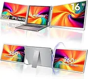 Laptop Screen Extender, 16" FHD 1200P IPS Triple Portable Screen Extender Monitor for 12"-18.5" Laptop, Plug & Play Laptop Monitor Extender, Fit for MacOS, Wins, Dex, Chrome, Surface, Switch