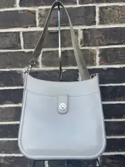 NWT $365 Brahmin Leia Crossbody Brindle Moonstone Leather light greyish beige