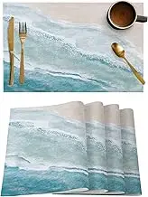 Summer Beach Place Mats Set of 6, Sturdiness Non-Slip Kitchen Placemats, Washable Place Mats - Easy to Clean Ocean Nautical Coastal Table Mats for Dining Room/Seaside Restaurant/Party Decor 13x19 Inch