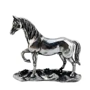 Silver Horse Statue On Silver Base