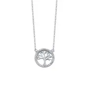 Silver CZ Tree of Life Necklace - Symbolic & Elegant
