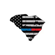 Distressed Thin Blue Red Line South Carolina State Subdued US Flag Sticker