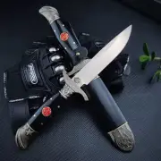 Outdoor Camping Knife Russian Finka NKVD KGB Black Fixed Blade knife With Sheath